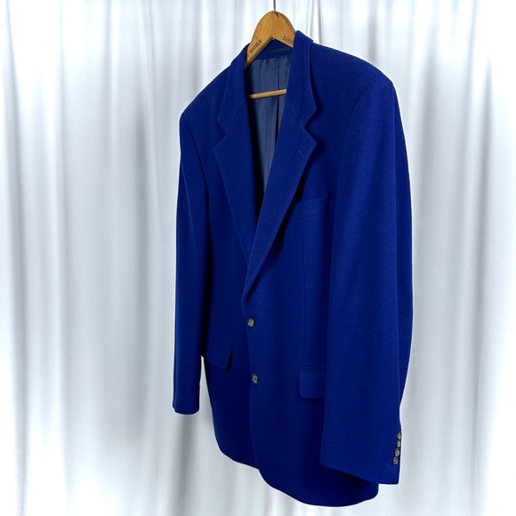 Vintage 1990's ‘BOSS by Hugo Boss' Wool Cashmere Peacoat in Cobalt Blue • Medium - Picture 4 of 11
